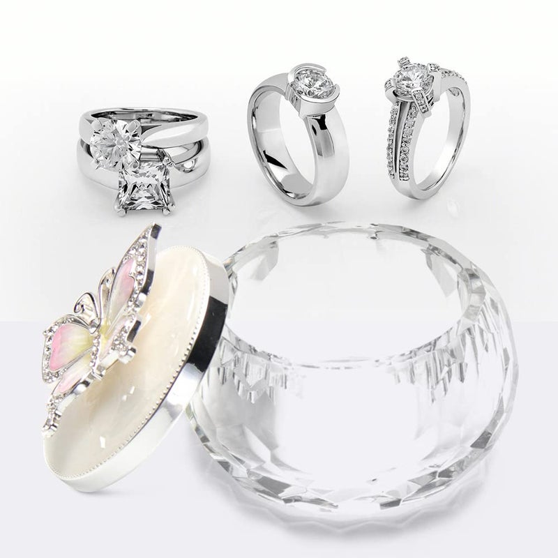 LASODY Butterfly jewelry Storage Box for Rings Earrings Necklace Treasure Chest Organizer Jewelry Keepsake Gift Box Case for Girl Women (Butterfly w/Crystal Box, Silver Plate) - Image 5